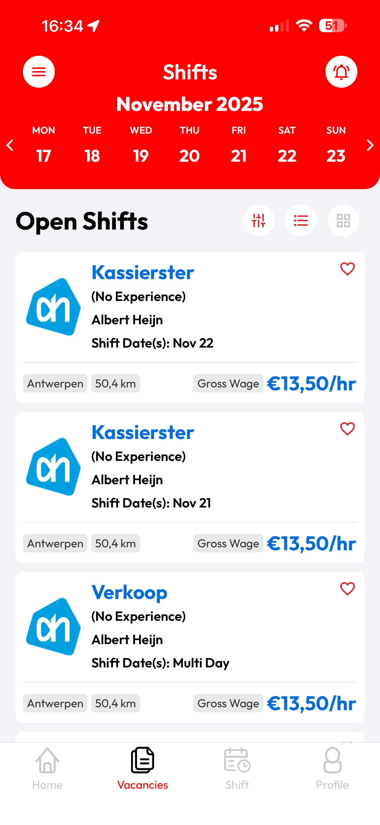 Shifts zoeken